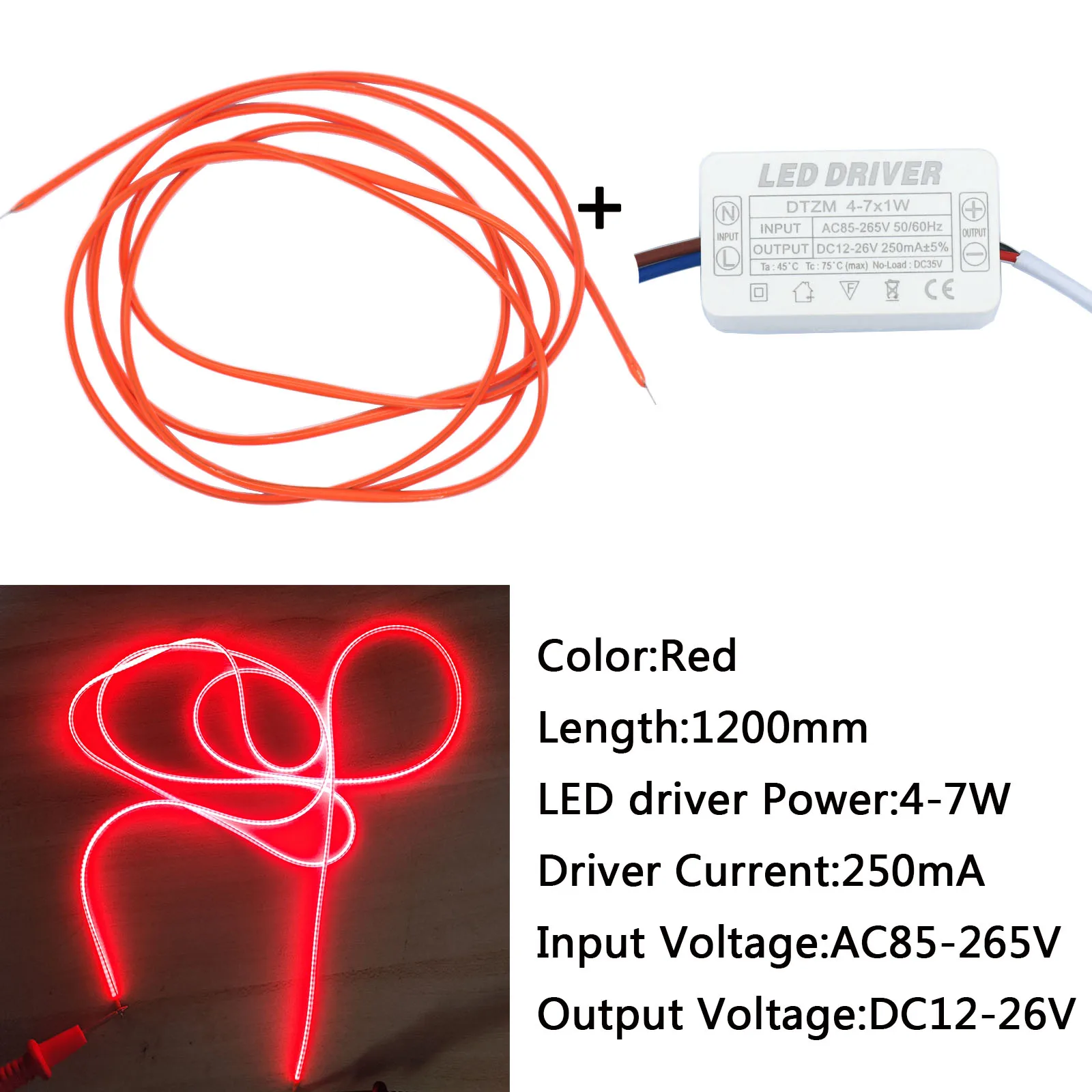 1200mm LED Filament Diode Edison Bulb accessories Flexible filament With Input Voltage AC220V LED Driver Transformation DC12-26V