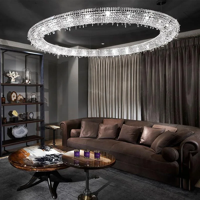 

Postmodern Nordic circular crystal chandelier, grand and luxurious hotel lobby lamp, villa creative bar and restaurant lamp