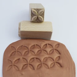 Enhanced Pattern Stamps for Clay - Cute Flower, Leaf, Animal Texture Emboss Seal - Wooden Block Pottery and Ceramic Craft Tool (4 FLOWER)