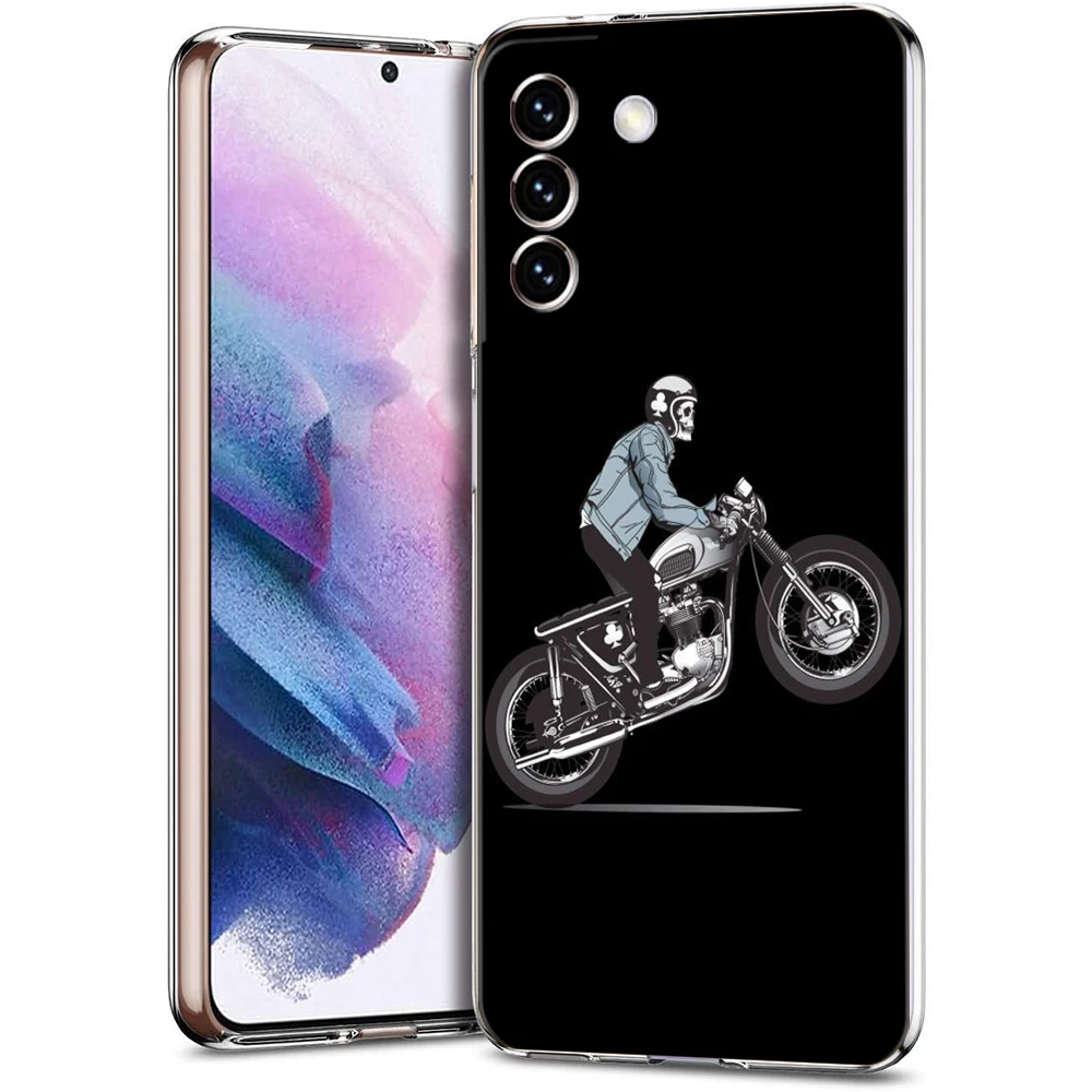 Cartoon Motorrad Fall für Samsung S24 S23 S22 S20 S21 Fe Ultra S24 S23 S10 S10E S9 S8 plus 5G transparente Telefon Shell Capa Tasche – Detail 3