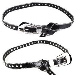New Punk Rivet Waist Belt Fashion Studded Leather Belt for Women Men Rock With Pin Buckle Waistbrand for Dress Jeans Coat Decor