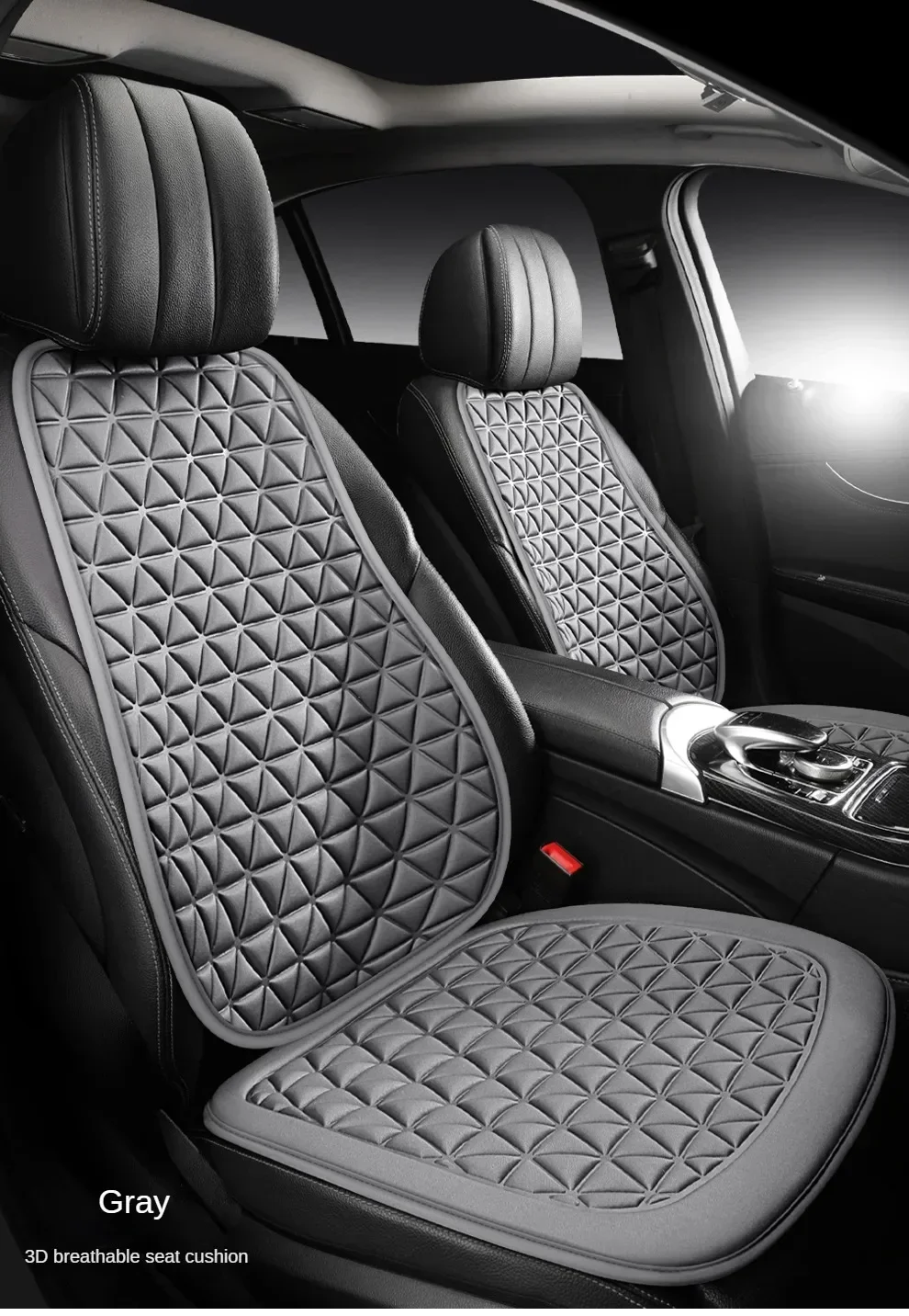 Autositzbezug aus atmungsaktivem Stoff, 3D-dreieckig, konkav, konvex, Hüftmassagebezug, allgemeines Autositzkissen mit Rückenlehnenkissen – Detail 22