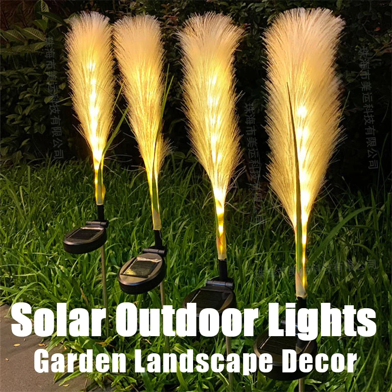 4Pcs LED Garden Solar Lamps Luminous Reed Lights Outdoors Waterproof Lawn Pathway For Patio Yard Landscape Christmas Decoration