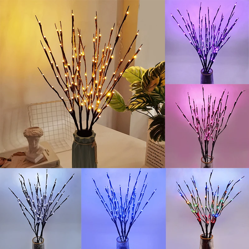 

73cm Artificial Tree Branch Lights Xmas Tree Fairy Twig Vase Decorative Lamp Wedding Party Home Decorations Willow Branch Lights