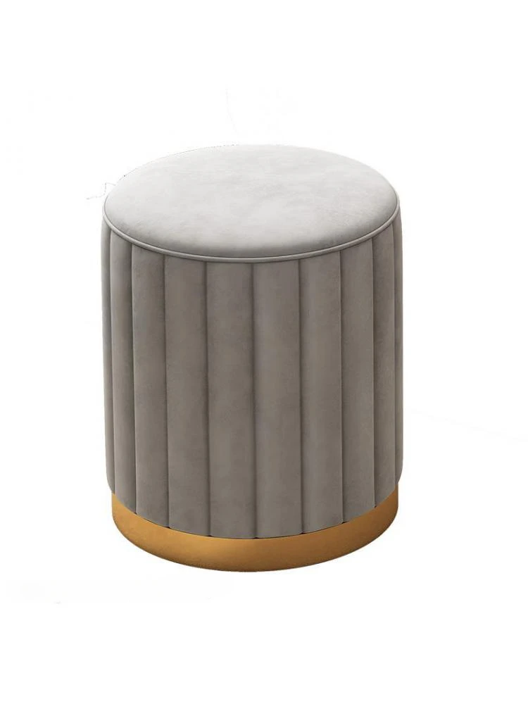 

Soft Velvet Round Dressing Ottoman Storage Bench Makeup Vanity Chair Shoe Stool Footrest Footstool