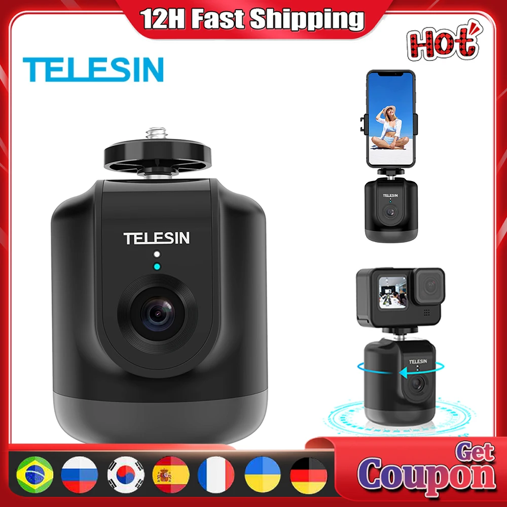 Telescopin Ai Smart Shooting Gimbal Selfie 360 ° Rotazione Auto Face Tracking Holder Camera Phone Vlog Per Gopro 12 Dji Osmo Action