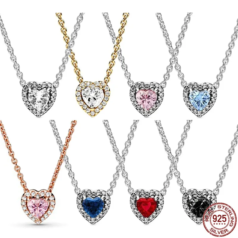 

New Classic Heart Necklace 925 Sterling Silver Shining Zircon Heart Pendant Necklace Exquisite Luxury Charm Women's Jewelry Gift