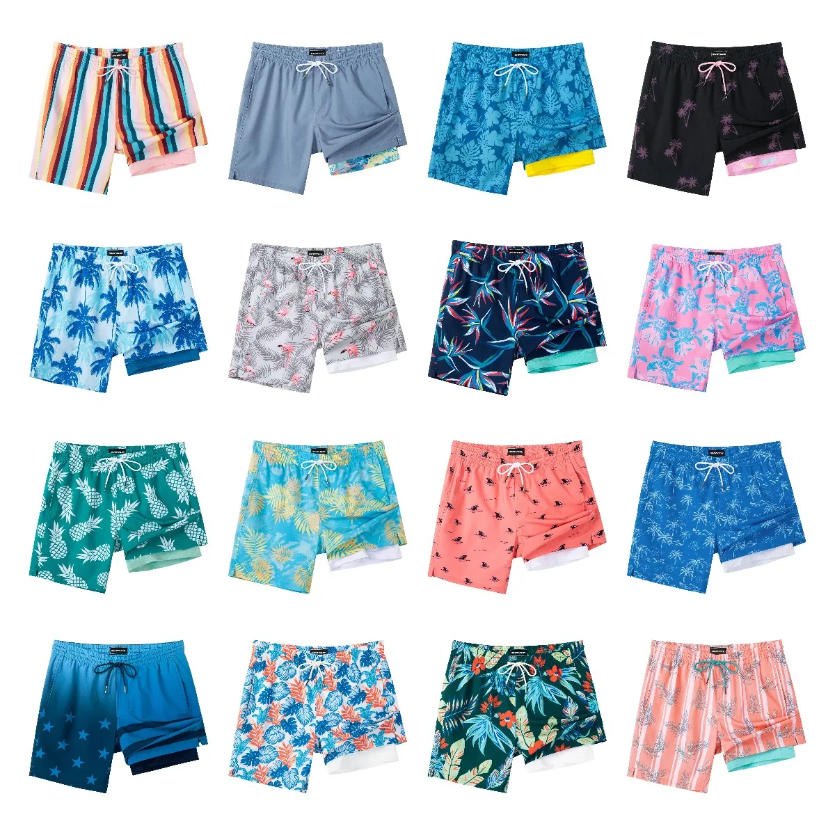 SURF CUZ Mens Swim Trunks with Compression Liner Quick Dry 7" Stretch Bathing Suit Boardshorts swim trunks