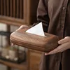 Walnut Wood Tissue Box Commercial Hotel Restaurant Paper Drawer Desktop Square Wooden Box Household Advertising Paper Drawer 1