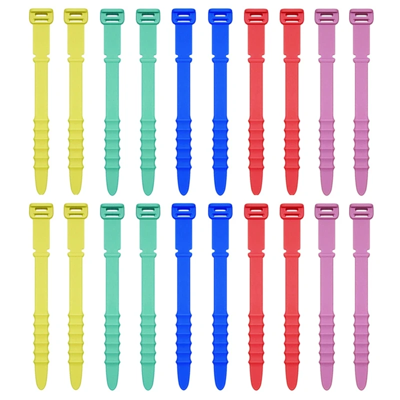 

20 Pcs Silicone Cable Ties Cord Management Wrap Straps Easy to Use Dropship