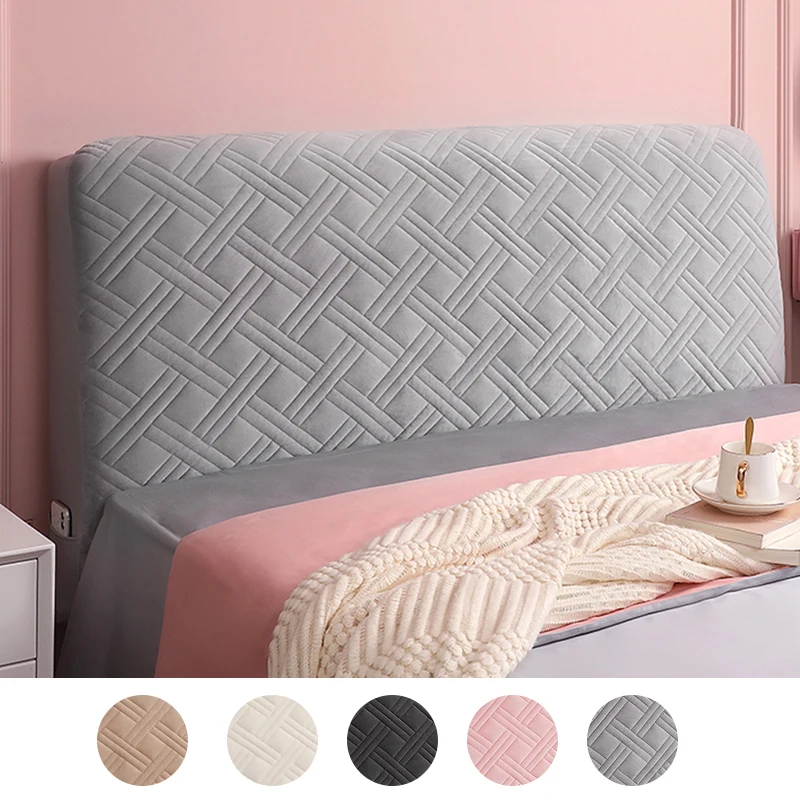 Elastic Solid Headboard Cover Thicken Soft Plush Quilted All-inclusive Velvet Bed Head Cover Back Protection Dust For Home Hotel