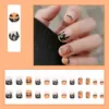 24pcs Short False Nail For Halloween Nail Diy Decor Supplies Cute Pumpkin Ghosts Pattern Fake Nail Tips For Girls Press On Nails 3