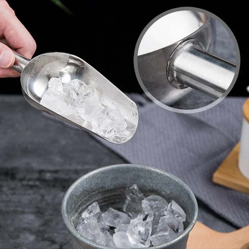 Stainless-Steel Ice Cube Scoop Bar Buffet Kitchen Spice Candy Flour Nut Scoop Spoon Dry Goods Shovel Party Kitchen Accessories