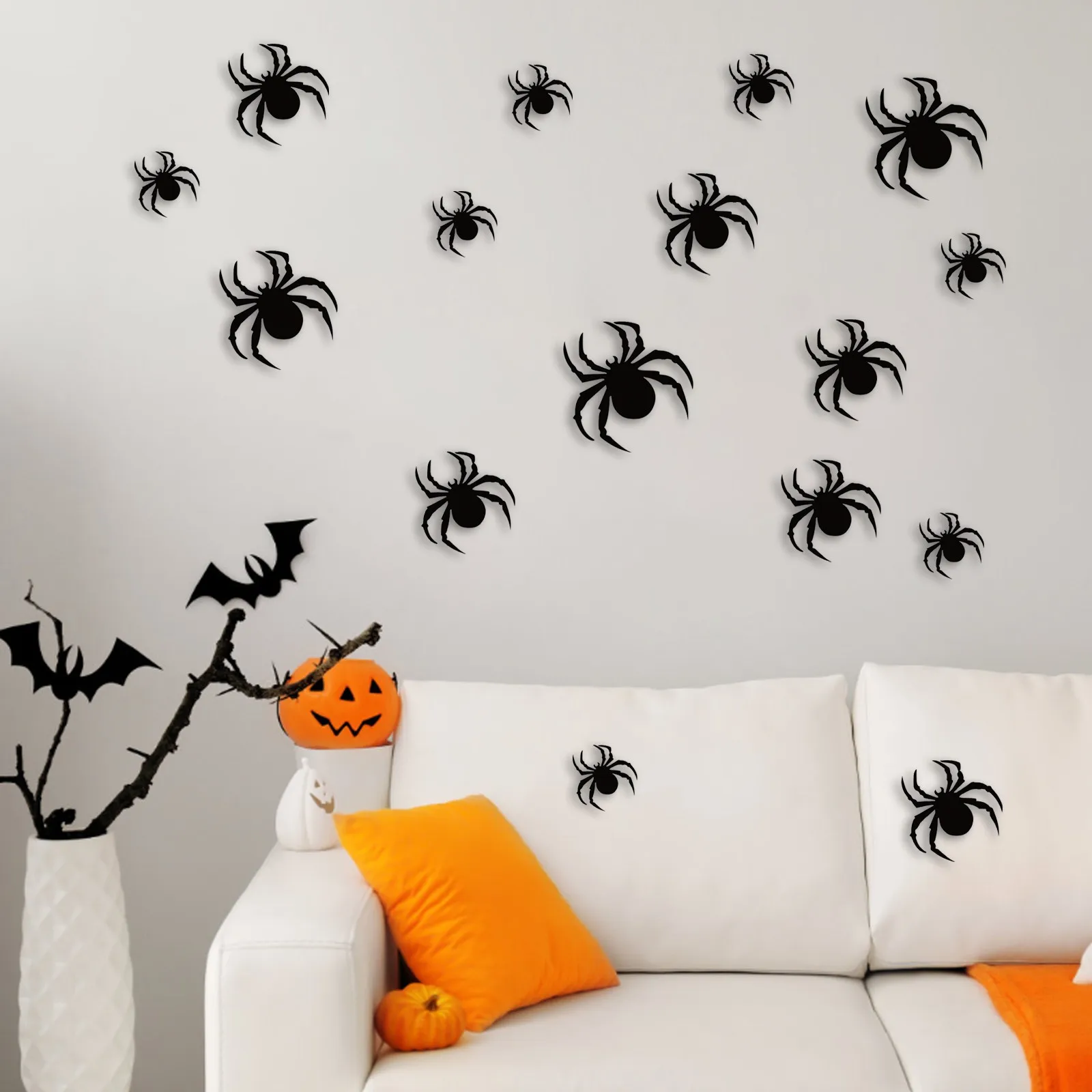 Wall Stickers 36pcs Halloween Spider Wall Stickers Black Spider Window Sticker Halloween Party Diy Decoration Decal Bar Room Horror Decor wall stickers