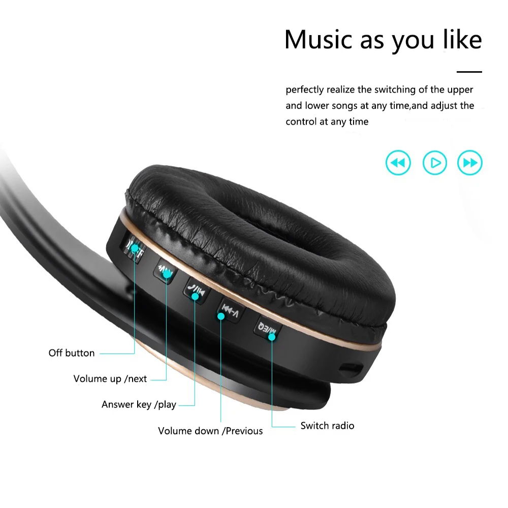 MP3 Player Noise Canceling Headphones Blutooth T8 Foldable With Audio Cable Bluetooth Earphone Hedset Earphones Big Ear Phones