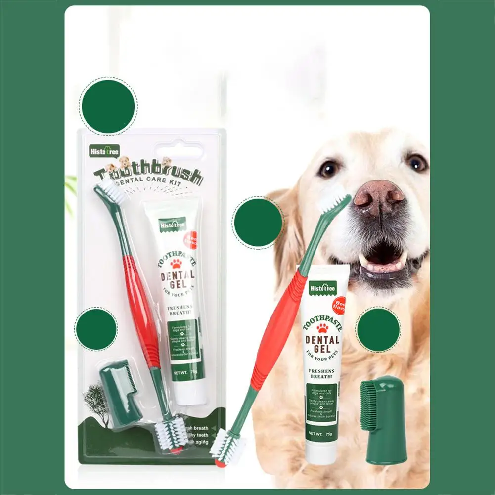 360 Degree Cat Toothbrush Pet Toothpaste Toothbrush Set Dog Toothpaste Fingertip For Small Pets