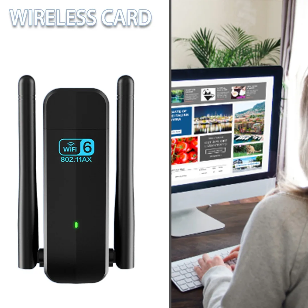 

1pc WiFi 6 Wireless Network Card USB Dual Band Wireless Wi-Fi 6 Adapter Dongle Network Card For Windows 7/10/11