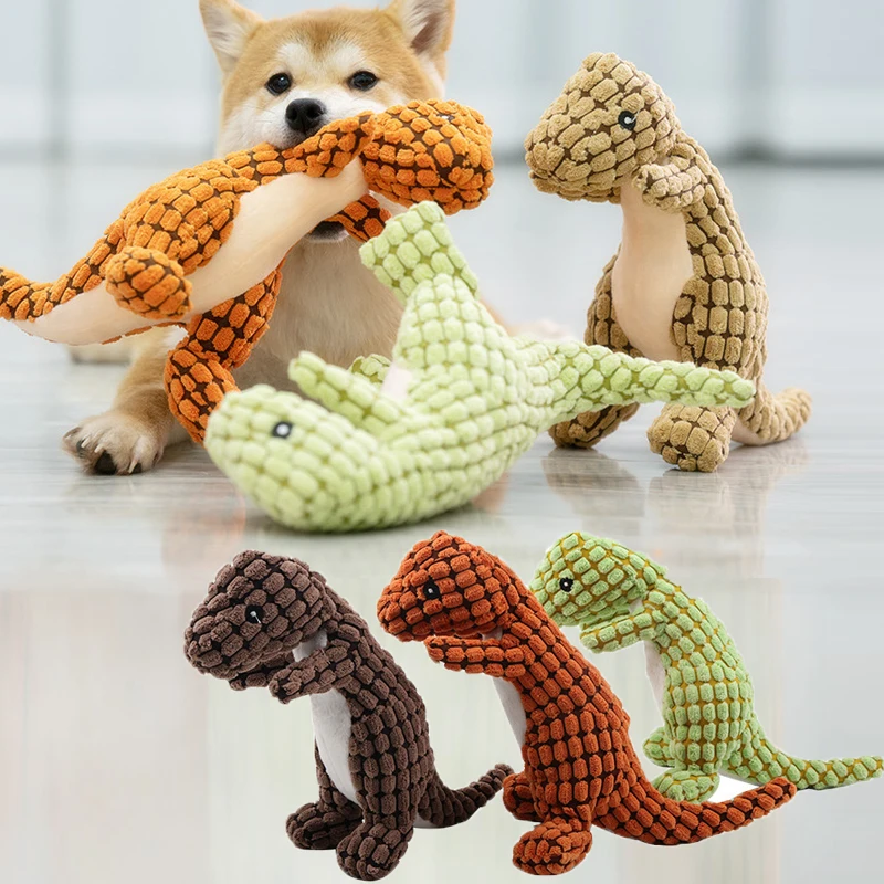 Squeakers For Toys Dinosaur Feisty Pets Products For Dog Chew Peluche Per Cani Che Giocano Bite Scream Pet Shop Prodotti Novità