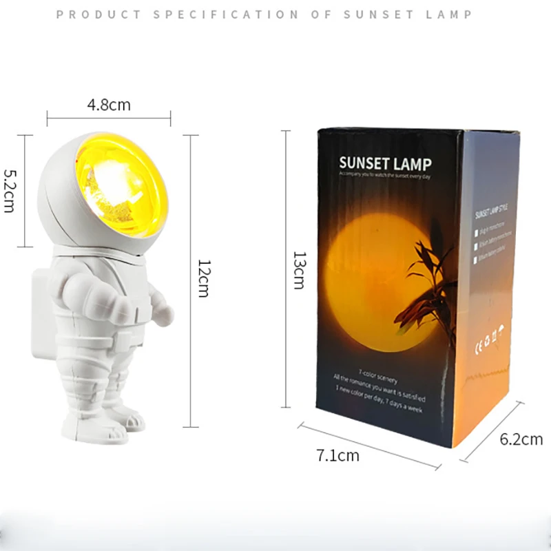 star night light Sunset Lamp Astronaut Sunset Light 7 Colors Changeable Rainbow Lamp 360Degree Rotation Night Light Table Lamp Projector Light night table lamps