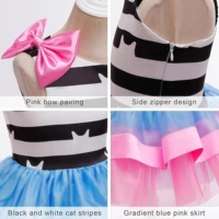 Costume de chat de dessin animé arc-en-ciel pour filles, tenue Tutu de princesse pour enfants, tenue de fête d'anniversaire, Halloween, carnaval 6