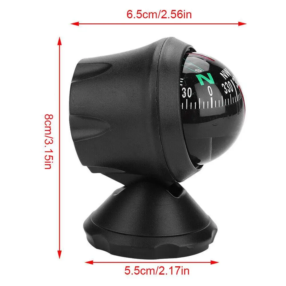 Automotive Portable ABS Dashboard Compass - Adjustable Angle Interior Accessory