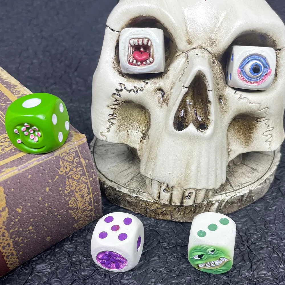 5 Pieces Devil Dice Set for Board Desktop Game Cube Dice Halloween Horror Spoof Creative Toy Props Weird Figure Devil Set 2