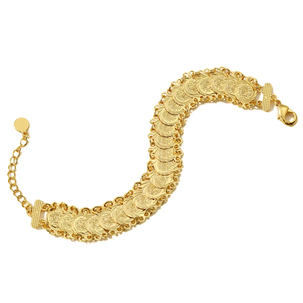 Bracelet Jewelry Herseygold Copper Bracelet Turkish Middle East Jewelry Arab Coins Gold Plated Chain Bracelet Mulism Bridal Bangle Bracelets