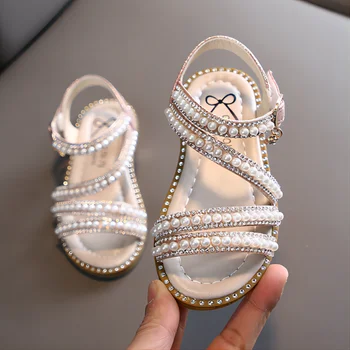 Sandali da ragazza Moda estiva Bambini Neonate Sandali singoli da principessa con strass bling per scarpe da bambina grande 1