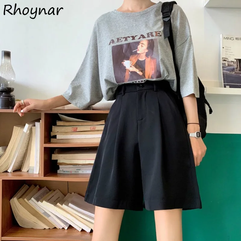 

Shorts Women Korean Style All-match Leisure Fashion Popular Straight Summer Simple Solid Baggy Drape Streetwear Personality Cozy