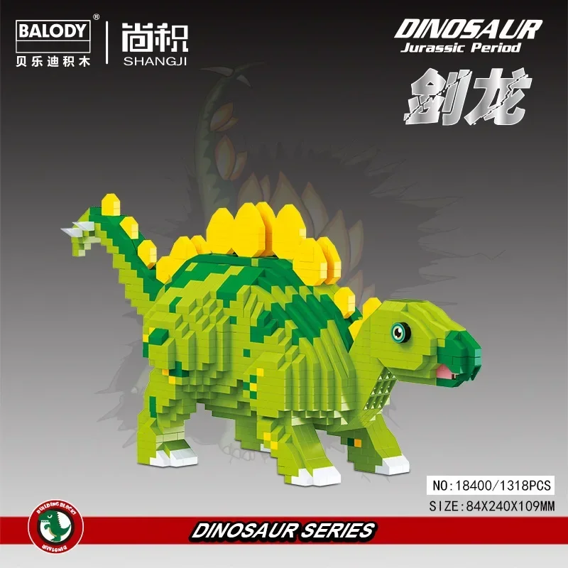thumbnail image 1 of 1457 piezas + 16089 16088 dinosaurio Micro bloques dinosaurio verde juguete de construcción modelo clásico Tyrannosaurus rex figura juguetes juego divertido para el hogar, 1 of 5