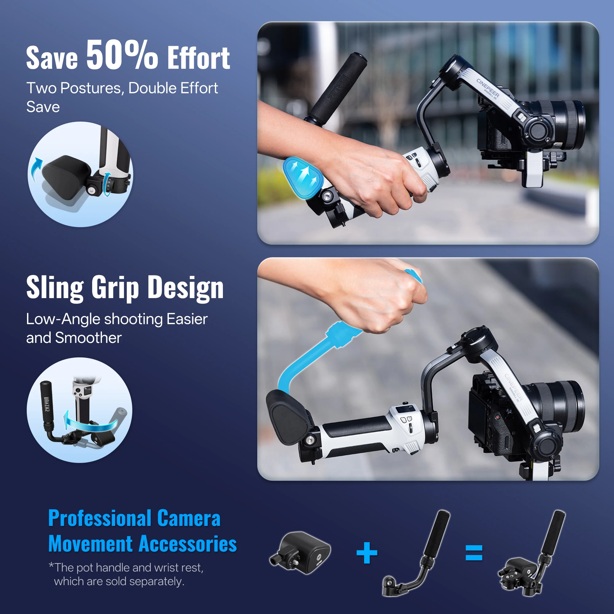 ZHIYUN 공식 시네피어 WEEBILL 3E 3 축 카메라 안정기 짐벌, DSLR 미러리스 카메라용 블루투스 제어 카메라 짐벌