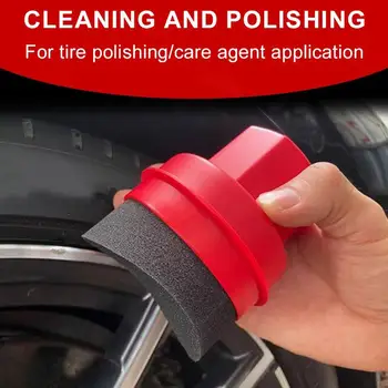Curved Tire Wax Applicator Sponge with Lid Ergonomic Car Tire Cleaning Dressing Pad  Detailing Tool for Car Waxing Cleaning Tool