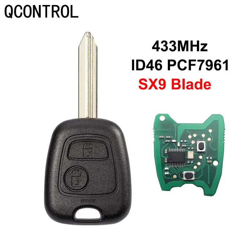 QCONTROL 433MHz Car Remote Key DIY for PEUGEOT Partner Complete with id46 Chip