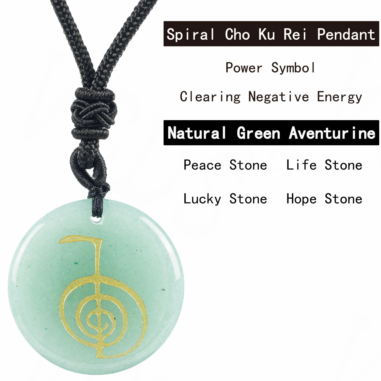 Amaxer Collana Reiki Cho Ku Rei con amuleto in acciaio inox con ciondolo a forma di amuleto di protezione per energia curativa e yoga, L50, Acciaio inossidabile
