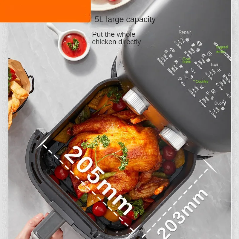 5L Air Fryer Steam Fryer Temperature and Time Control Intelligent Timer Non-stick Auto Power Off Multi-function Electric Fryer 3