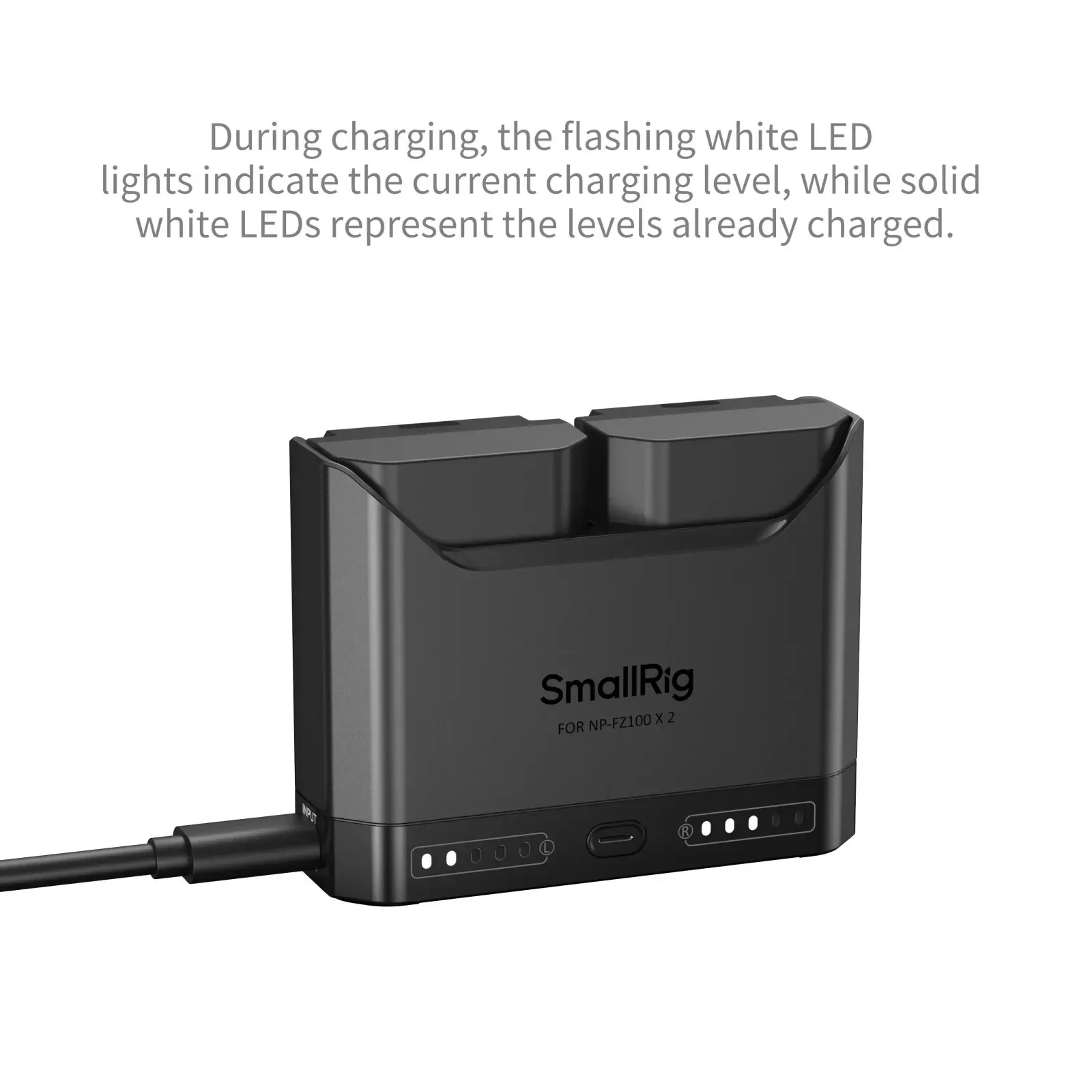 SmallRig 카메라 배터리 충전기 NP-FZ100 캐논 LP-E6P 니콘 EN-EL15c NP-FW50 DMW-BLK22용 소형 외부 전원 공급 장치