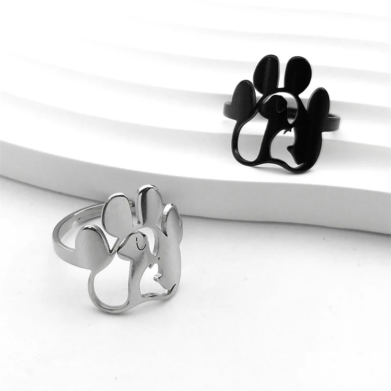 Fashion Ladies Open Ring Stainless Steel Hollow Dog Claw Ring - PeticaDeals