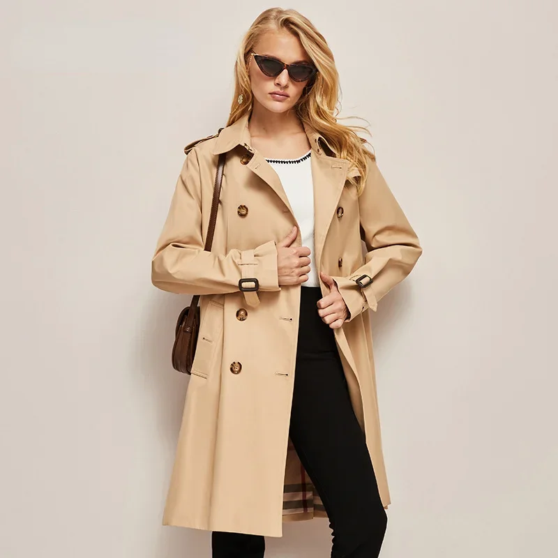 

Autumn Social Wear Trench Coats Windbreaker Women Gabadian Classic Double-breasted Waisted Jackets 2023 Workplace Daily Clothes