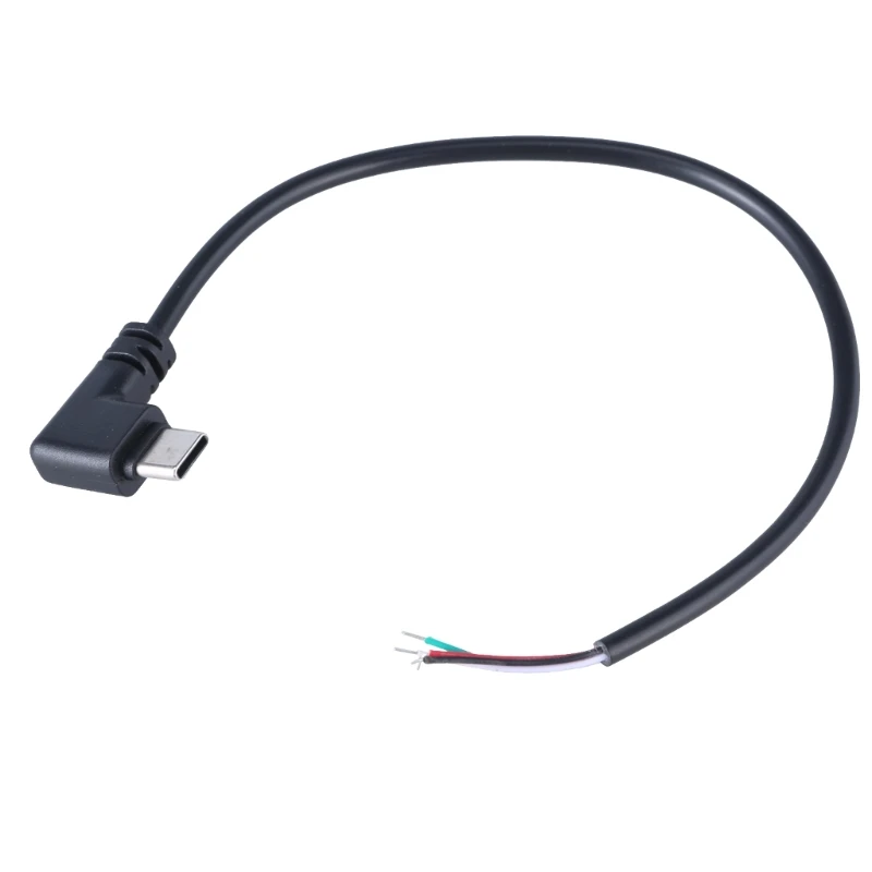 Right-Angle USB-C to Bare Wire Power Cord Extension Cable