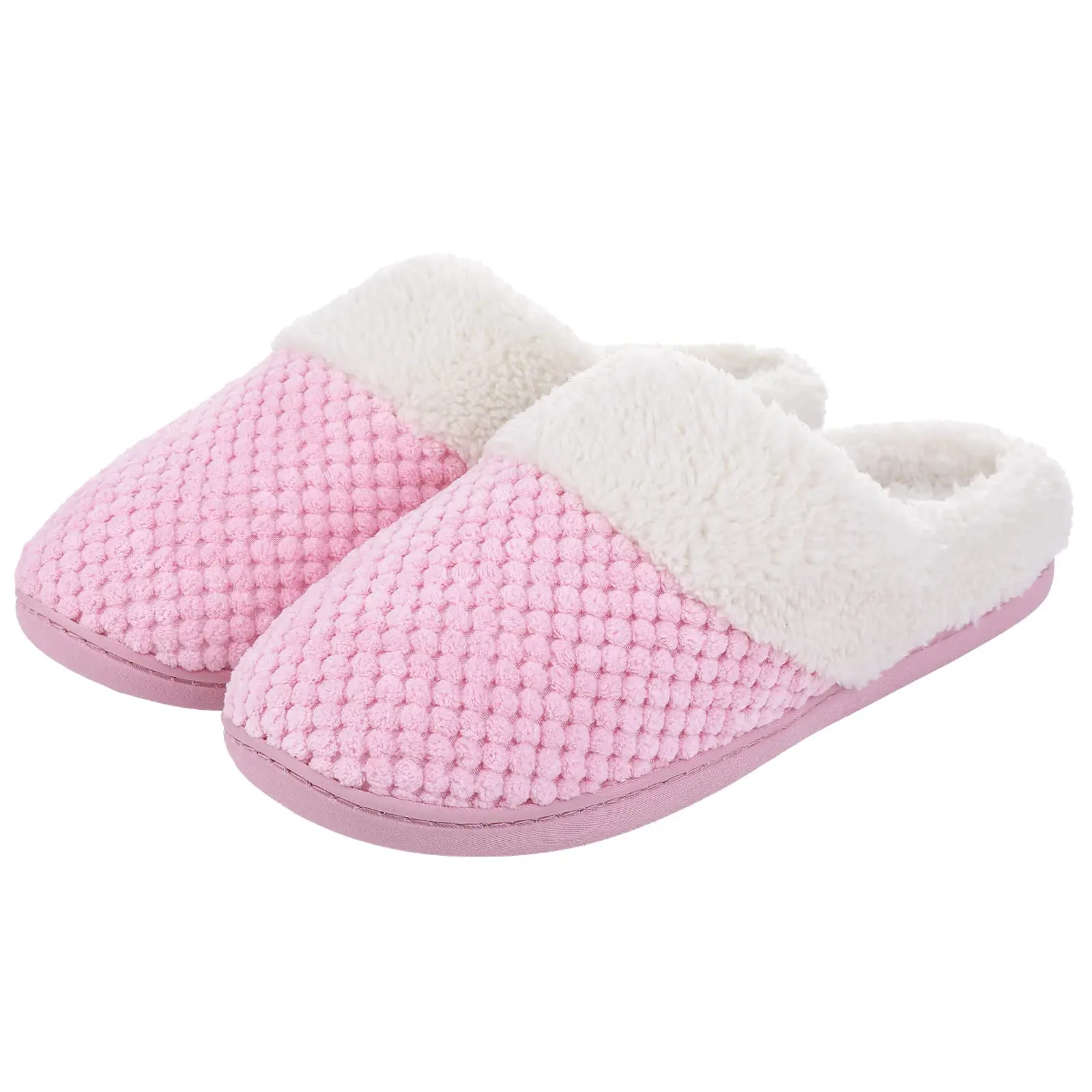 Shevalues Winter-Hausschuhe mit Plüschfutter für Damen, flauschige, gemütliche Innenrutschen, warme, rutschfeste Waffelfell-Unisex-Baumwollhausschuhe – Detail 20