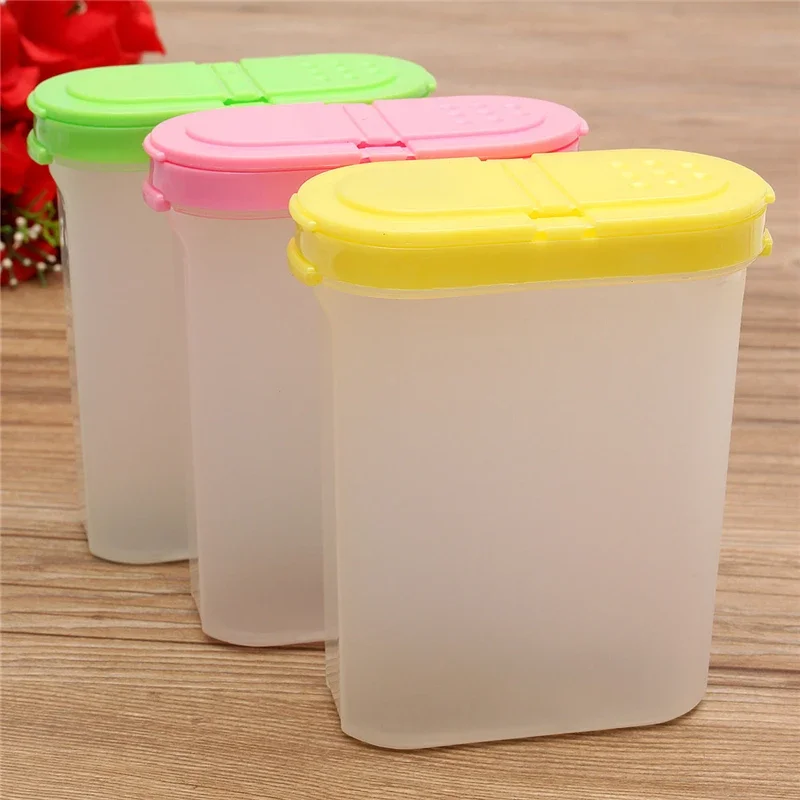 250ml Plastic Food Seasoning Container Kitchen Spice Boxes Jar Double Lid Cereal Condiment Bean Storage Bottle Container 4