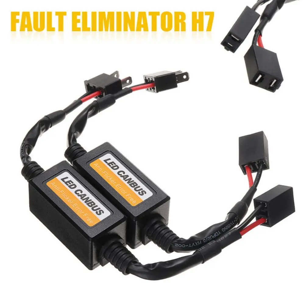 2Pcs H7 Headlight LED Canbus Decoder Canceller Error Free Resistor Anti  Flicker Car Warning Canceller Decoder Canbus Cable