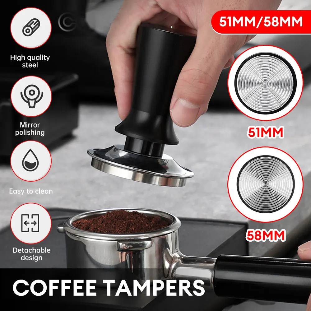 51mm 58mm Espresso Tamper Barista Coffee Tamper with Calibrated Spring Loaded Stainless Steel Tampers Barista Tools