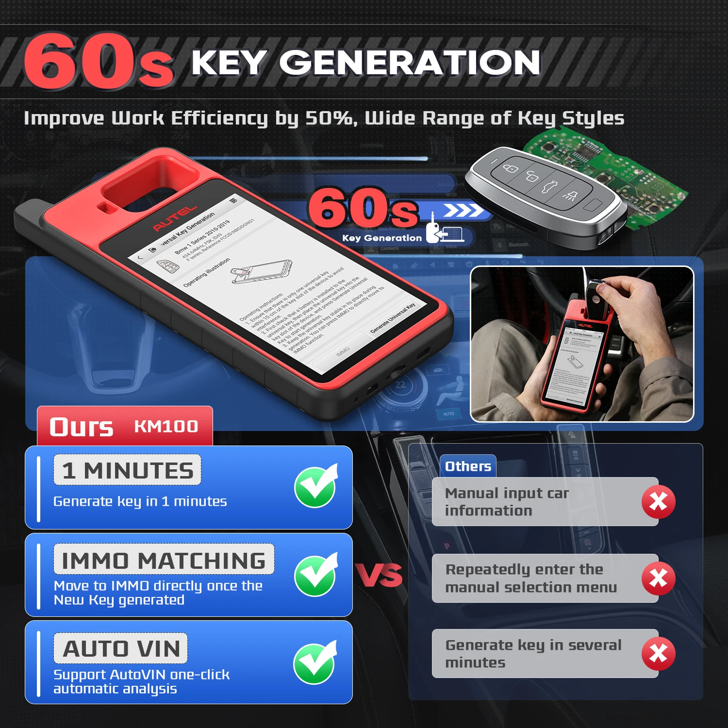 Autel MaxiIM KM100 Universal Key Generator Kit Immobilizer IMMO Learning Tool Free Update Online Lifetime key tool