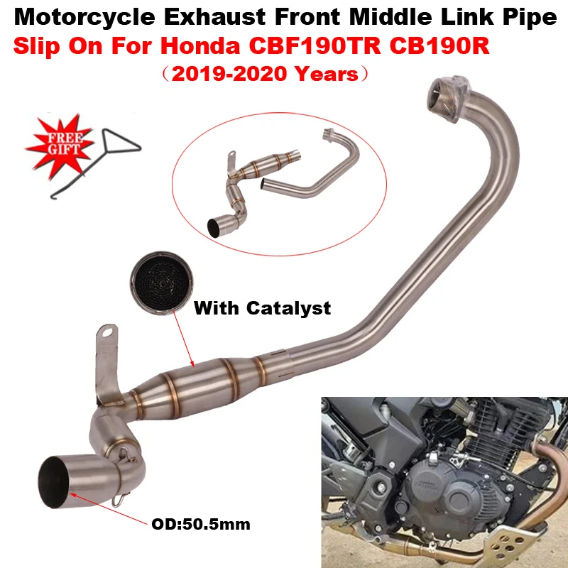 Slip-On For Honda CBF190TR CB190R 2019 2020 Motorcycle Exhaust Modify Escape Systems Front Mid Link Pipe With Catalyst Tube 51mm