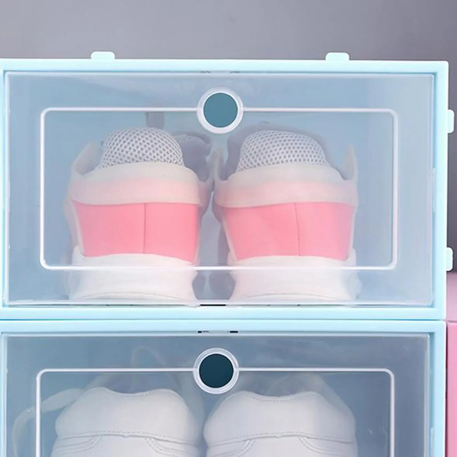 6Pcs Foldable Clear Shoes Storage Box Plastic Stackable Shoe Organizer Waterproof Dust Proof Shoes Stand Storage Organizer