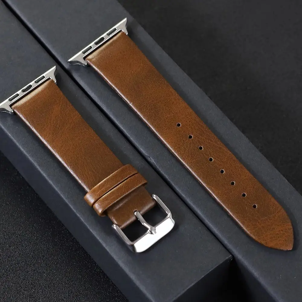 

Кожаный ремешок для Apple Watch band 45 мм 44 мм 42 мм, мужской и женский браслет 38 мм 40 мм 41 мм для iwatch 9 8 7 6 5 4 SE ultra 2, браслет для часов