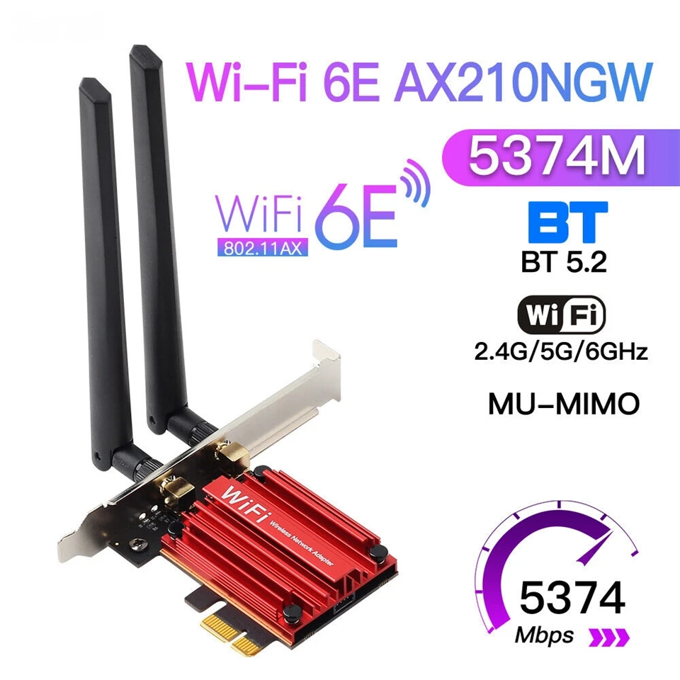 5374mbps Wifi 6e Pcie Wireless Network Card Ax210 802.11ax 3000mbps
