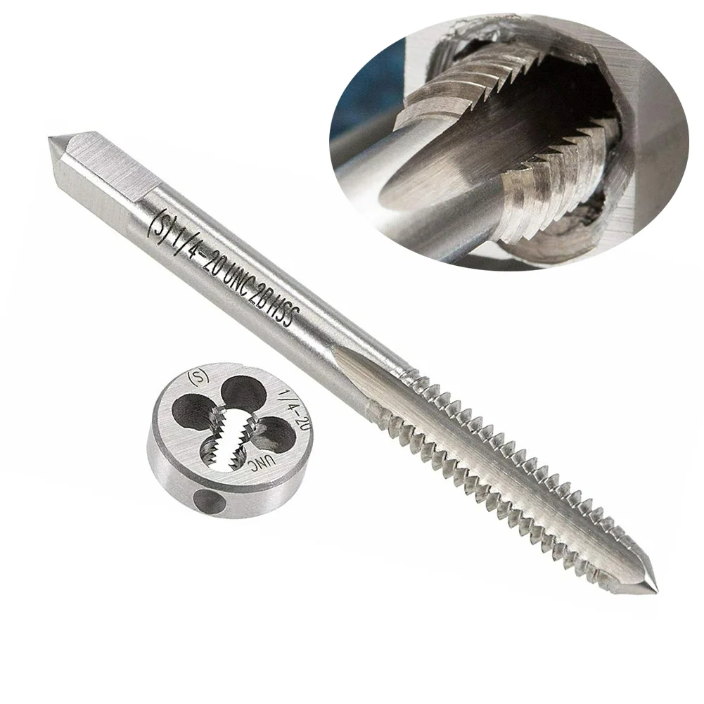 1PC UNC Machine Thread Tap And Die Set 1/4"-20UNC Plug Tap HSS Metal Tapping Tool Set Screw Die Tap Drill TPI:20UNC