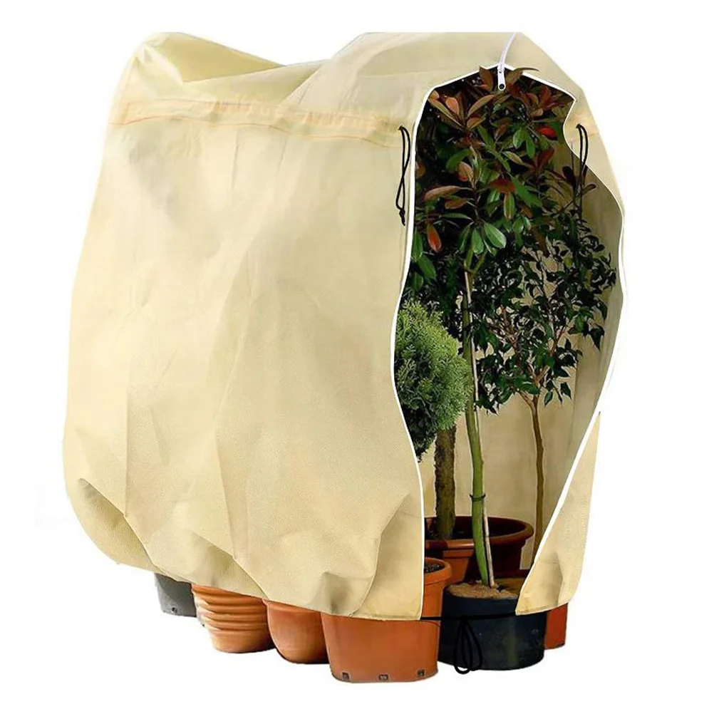 

Non-Woven Plant Cover Garden Vegetable Plant Drawstring Cover Winter Plants Protector Outdoor Plants And Trees Zipper